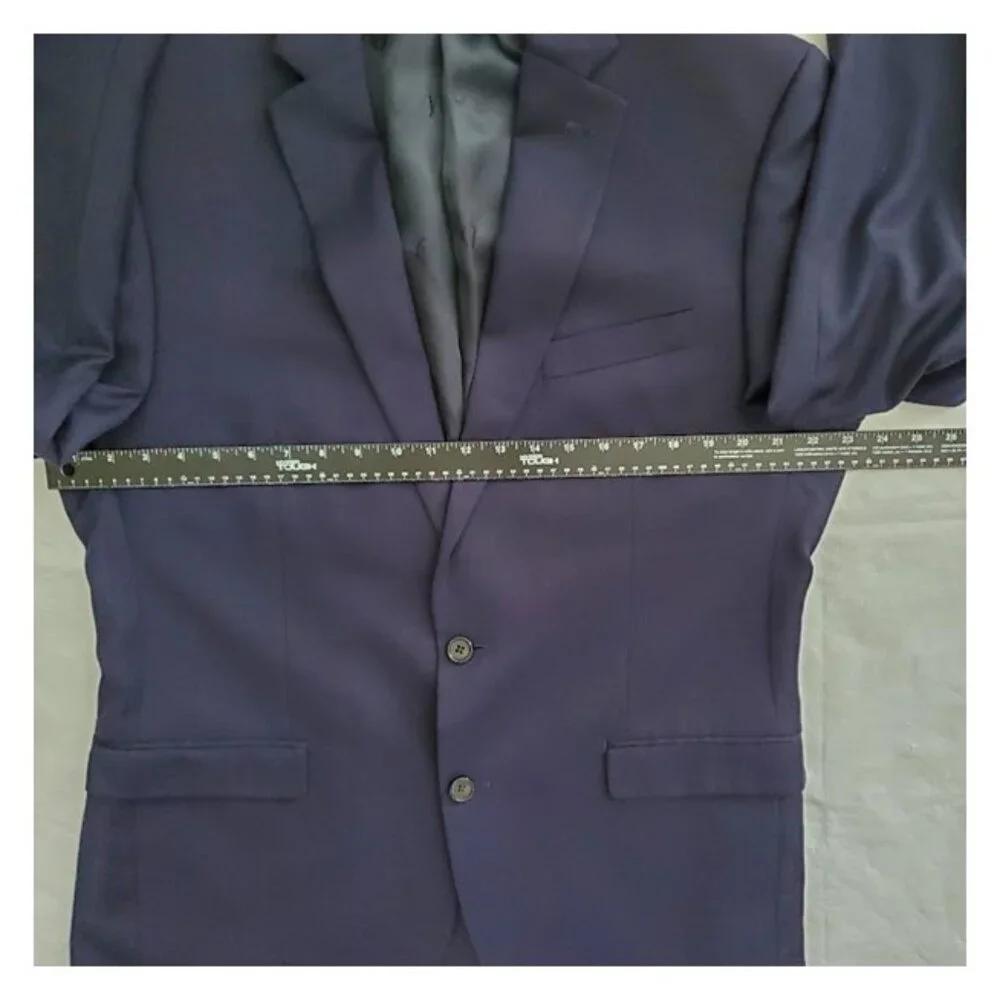 Ralph Lauren Wool Navy Two-Button Blazer Sport Coat Jacket Size 43L Old Money